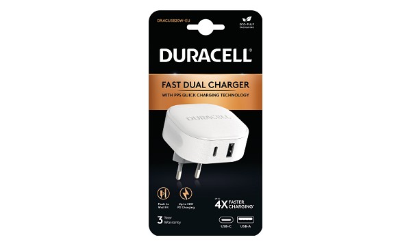 Caricabatterie Duracell 30W USB-A + USB-C PPS